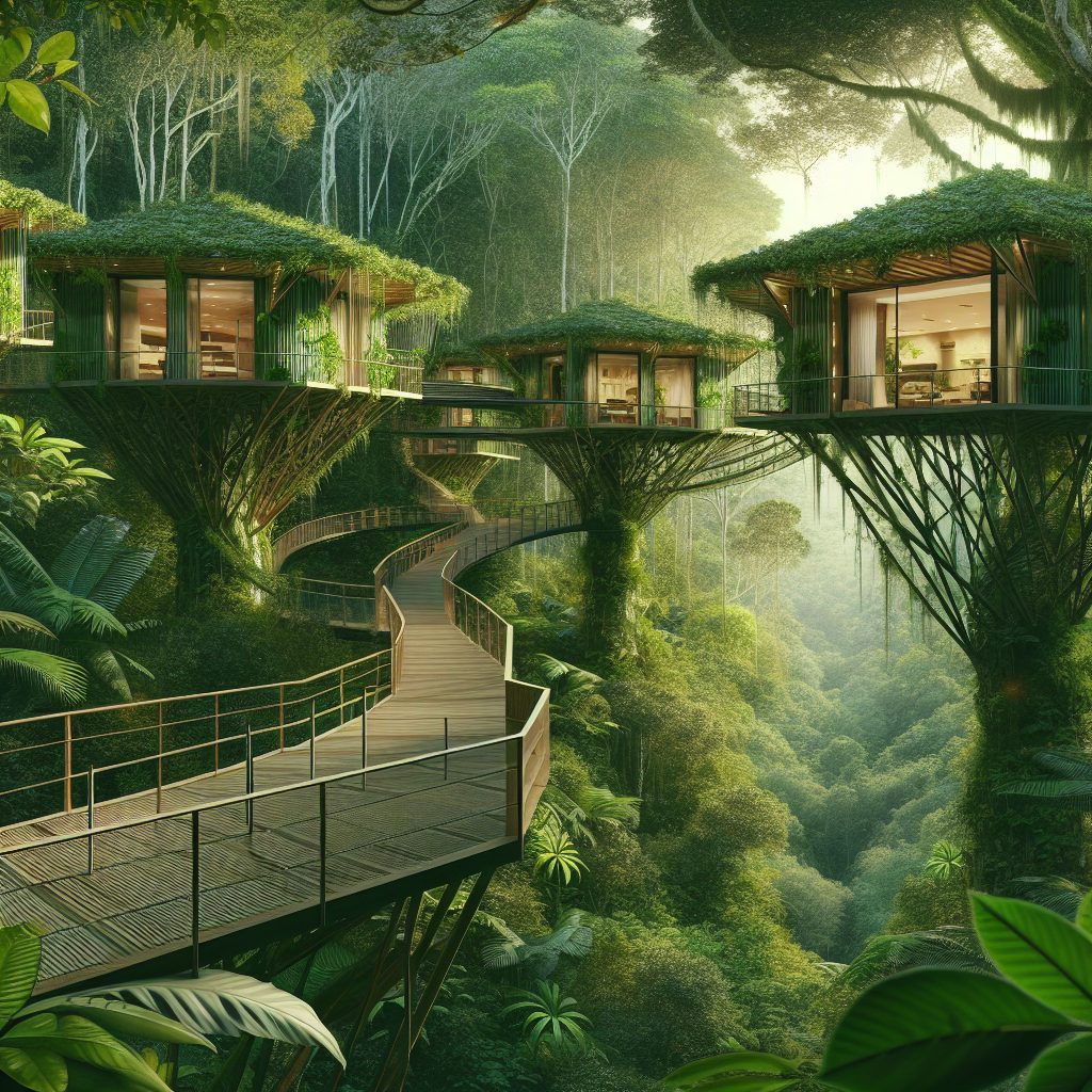 Amazon Jungle Canopy Villas with Elevated Walkways