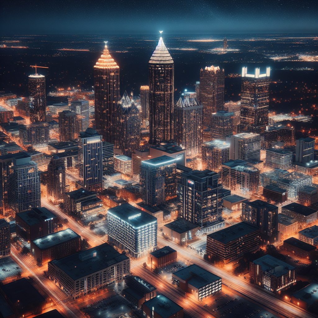 Atlanta Downtown Skyline Suites with City Lights