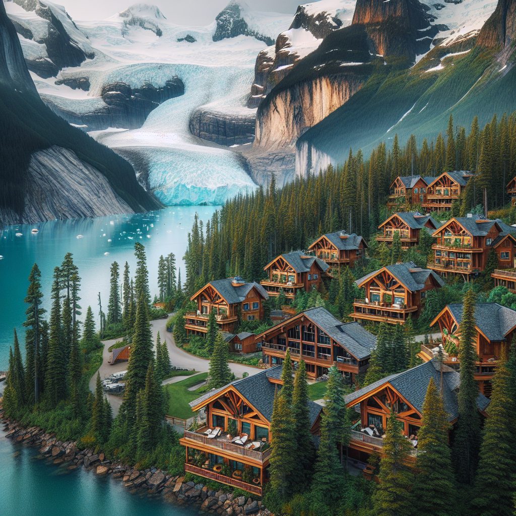 British Columbia Glacier Echo Villas Facing Deep Fjords
