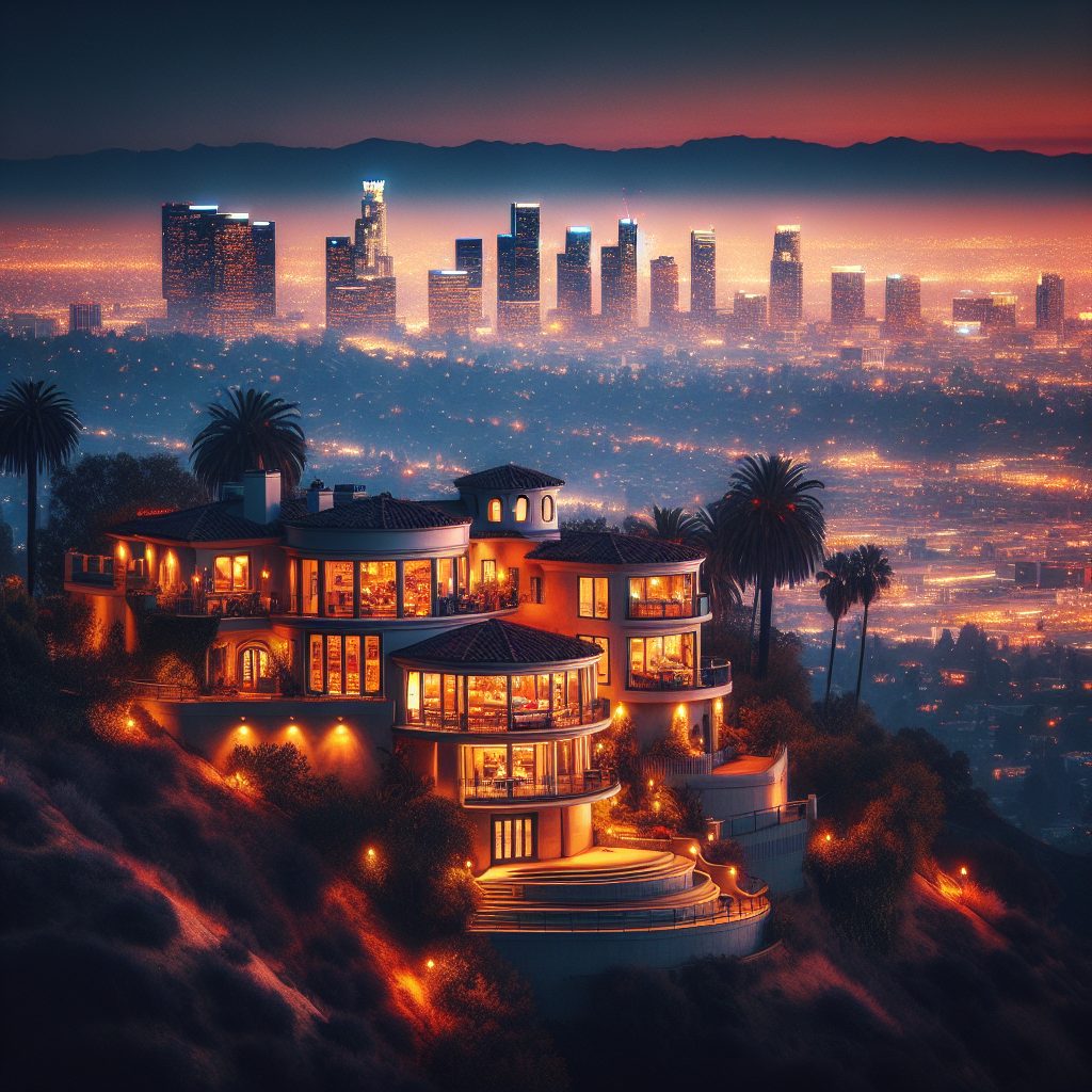 Los Angeles Skyline Glow Villas Above City Lights