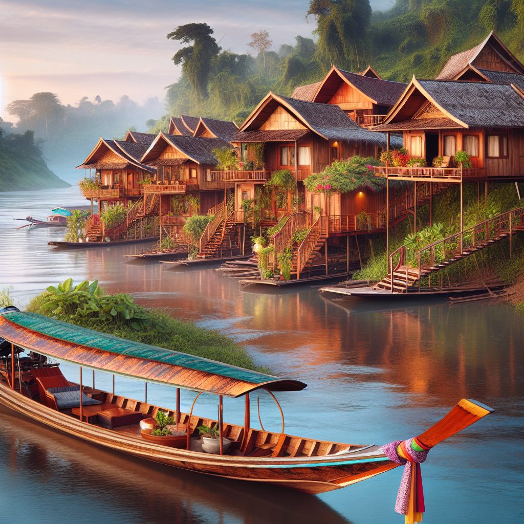 Mekong Floating Terrace Villas Along River Currents