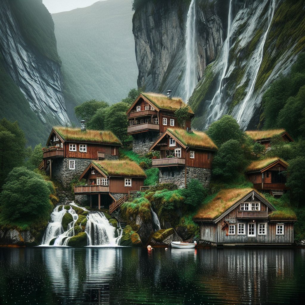 Norway Fjord Whisper Villas Facing Cascading Waterfalls