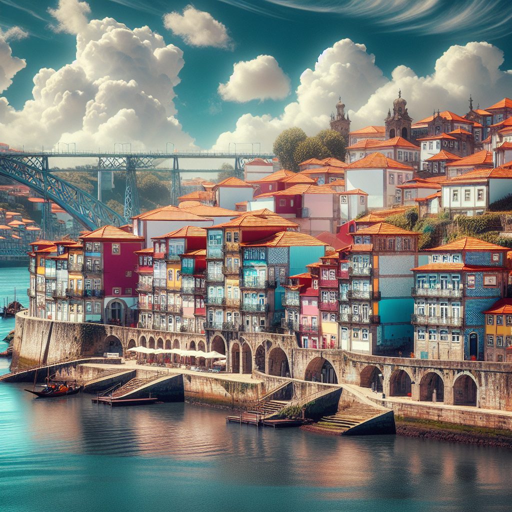 Porto Riverside Arch Villas Along Douro Banks
