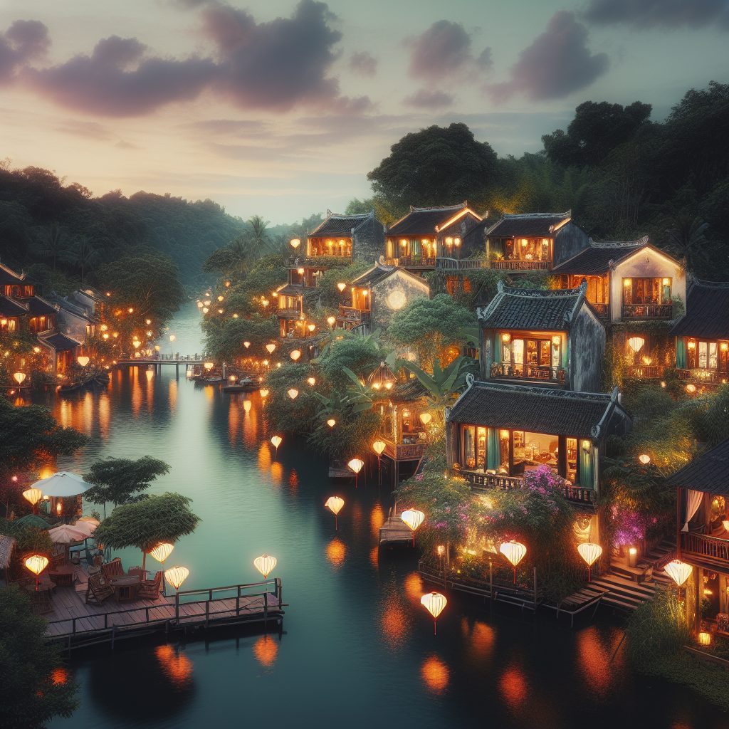 Vietnam Lantern Glow Villas Along Quiet Riverbanks