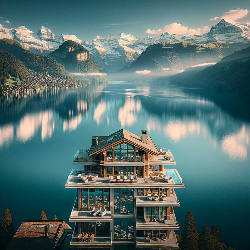 Zurich Lake Mirror Suites with Alpine Backdrop
